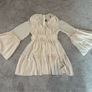 Chic Cream Kids Dress with Flared Sleeves